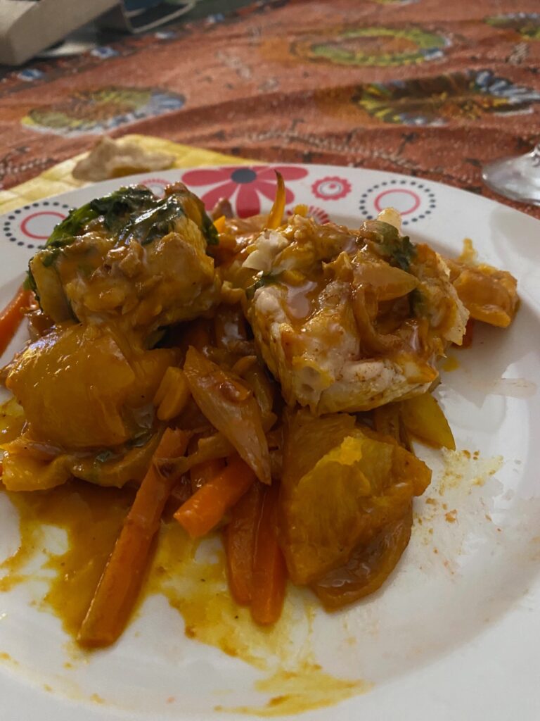 Tajine de lotte aux légumes et citrons confits